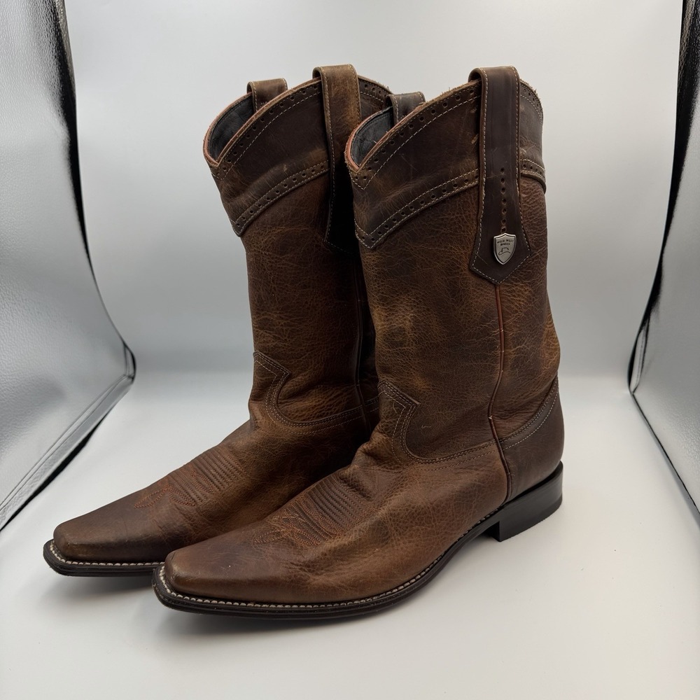 Wild West Men's Genuine Leather Western Boots Snip Toe Wide EE Size 9.5‎